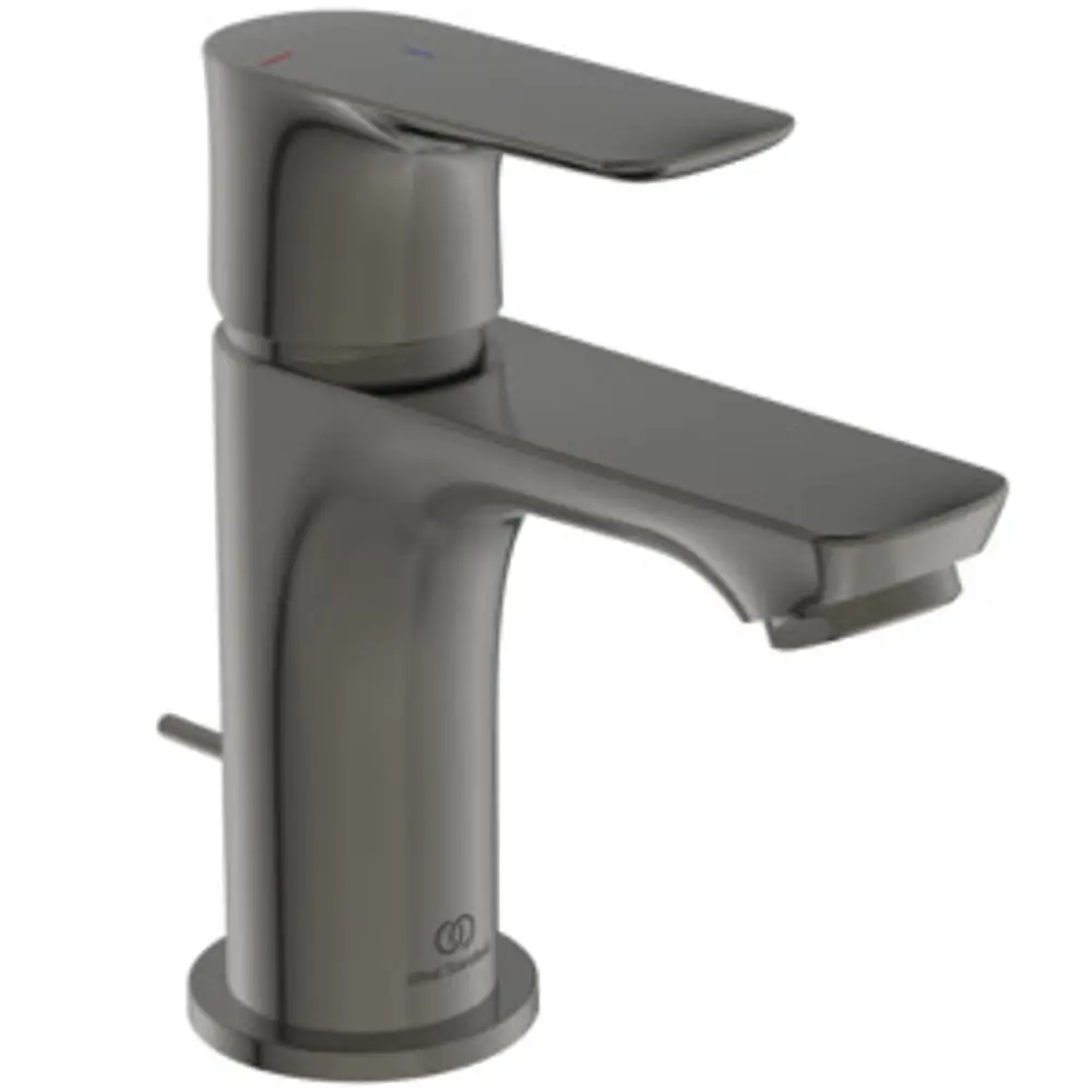 Waschbeckenarmatur von Ideal Standard in magnetic grey mit einem klaren, modernen Design und einem Hebel zur Temperatur- und Durchflussregelung.